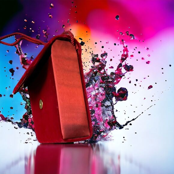 Vintage 70's BECHAMEL Velvet and Satin Burgundy Evening Bag Long Strap NWT! - Picture 3 of 7